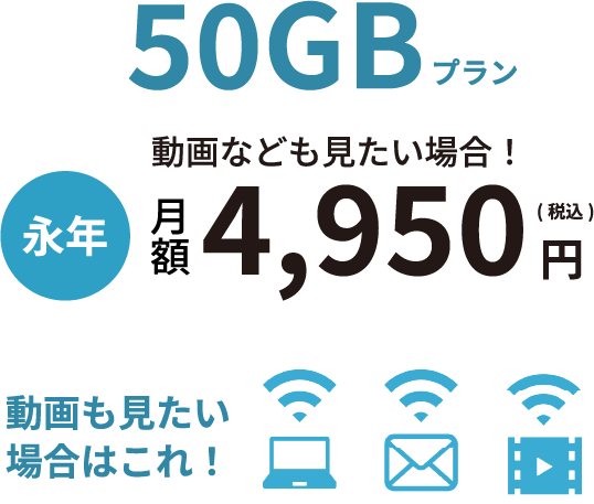 50GBプラン 永年月額4,950円